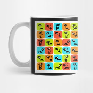 Retro Sassy Tiki Cats (single retro stadium shapes version) Mug